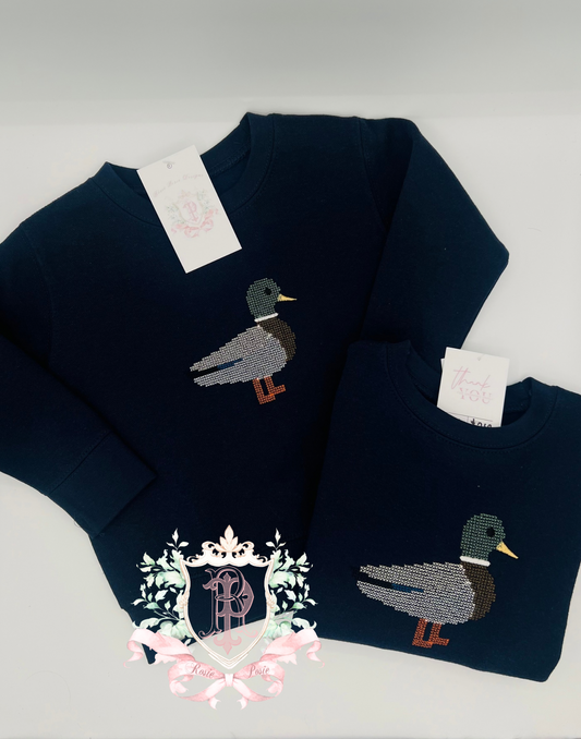 Cross stitch mallard crewneck