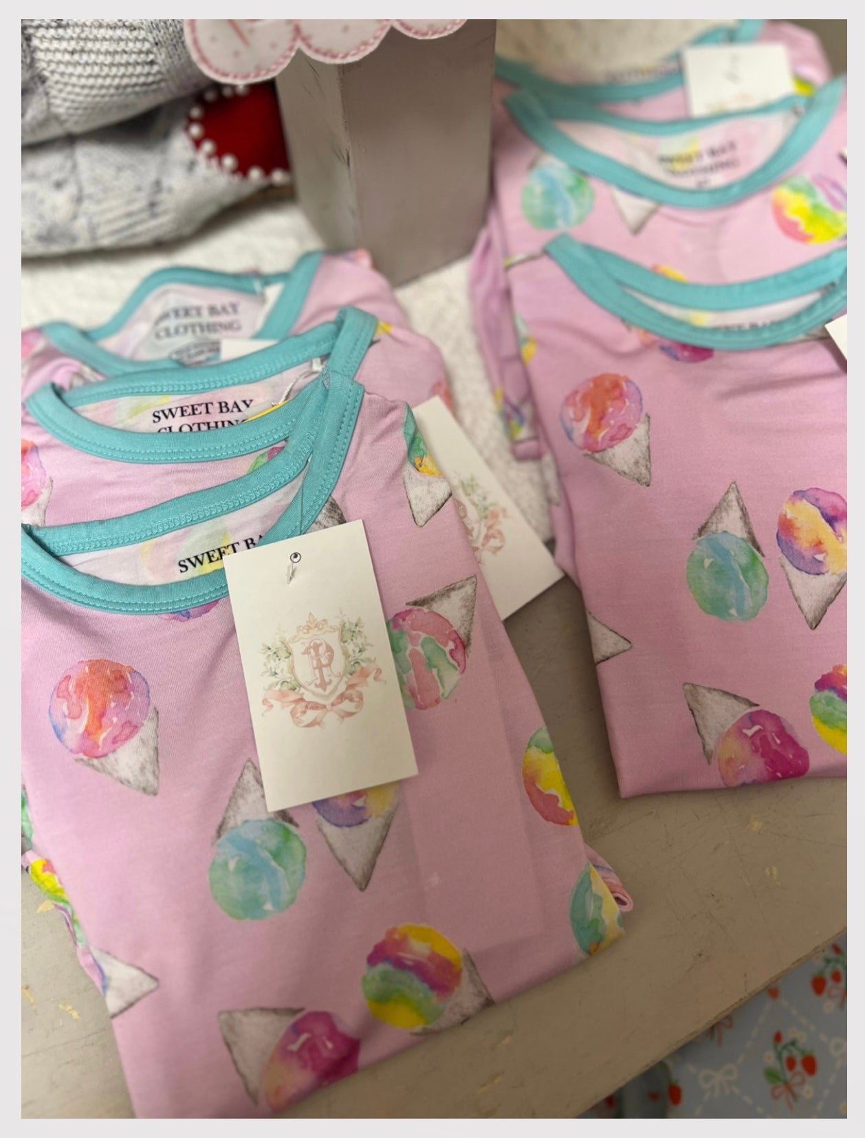 Pink Snow Cones Two Piece Pajama Short Set