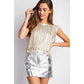 Cable Knit Metallic Foil Coated Vest