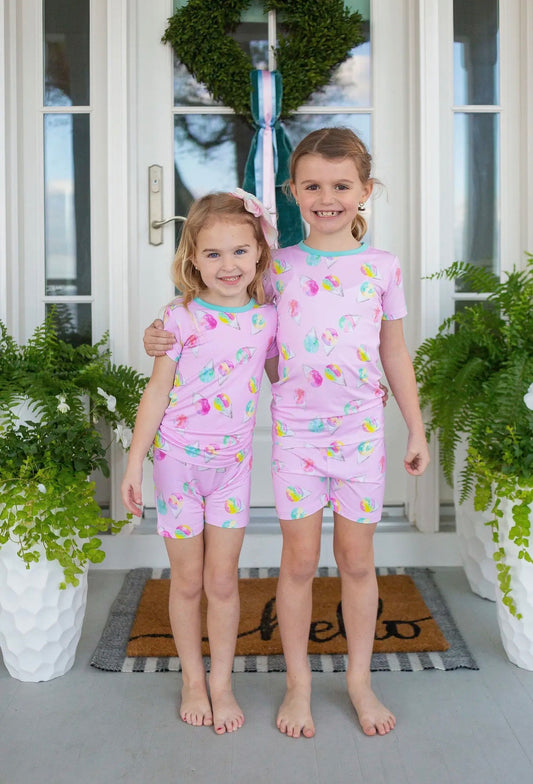 Pink Snow Cones Two Piece Pajama Short Set