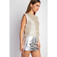 Cable Knit Metallic Foil Coated Vest