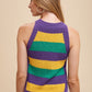 Mardi Gras Striped Halter Neck Sweater Tank Top